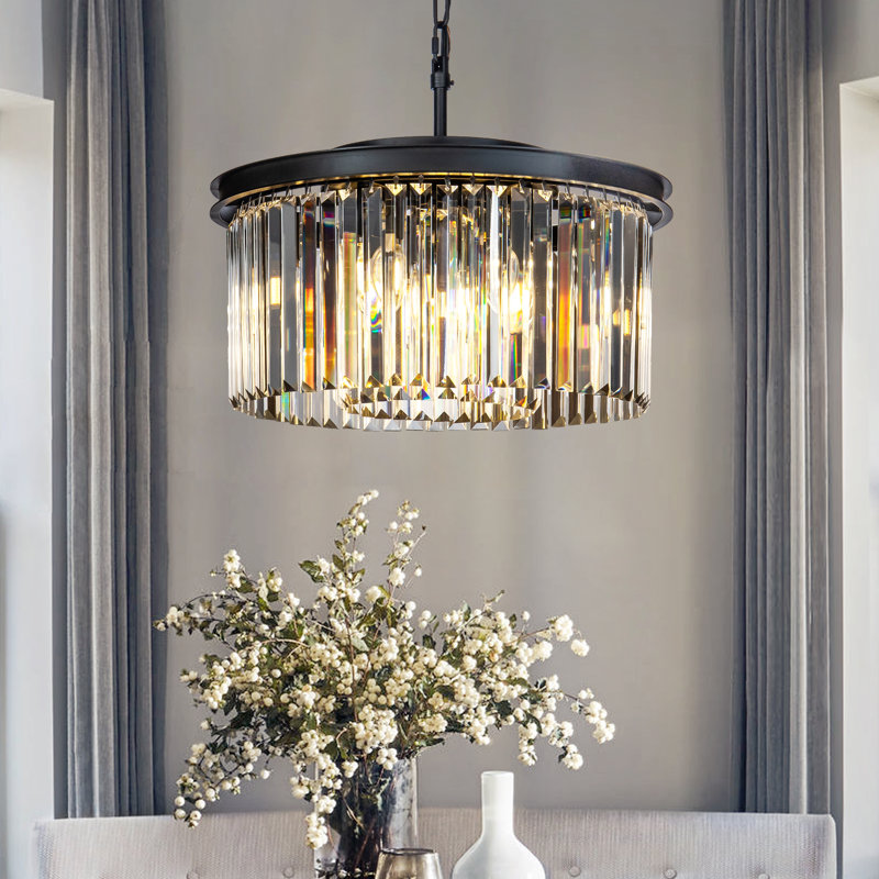 Shaeden 9 - Light Modern Tiered Crystal Chandelier in Matte Black