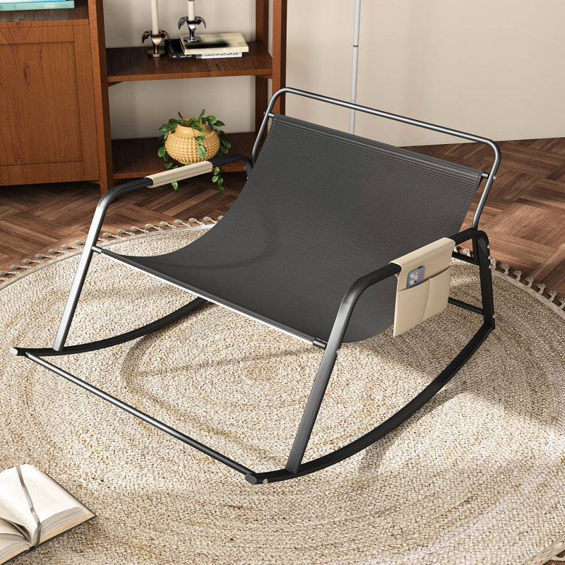 Chaise berçante ergonomique avec rangement, Blanc cassé