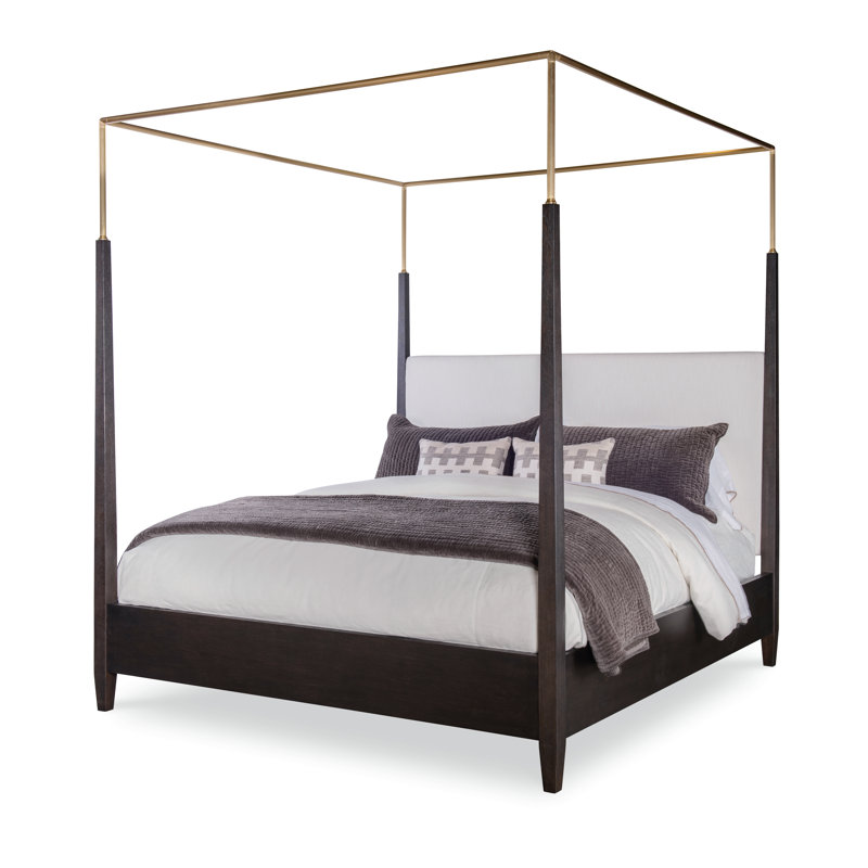 Cadence Upholstered King Canopy Bed, Mocha