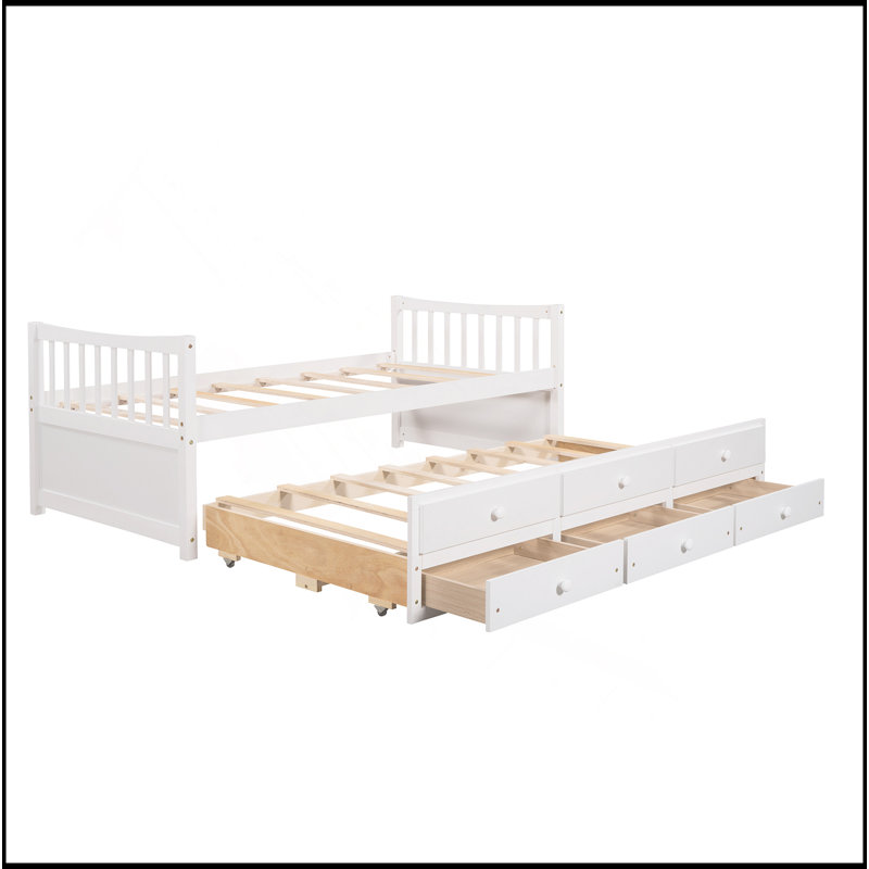 Daybed With Trundle And Drawers, Twin Size, White