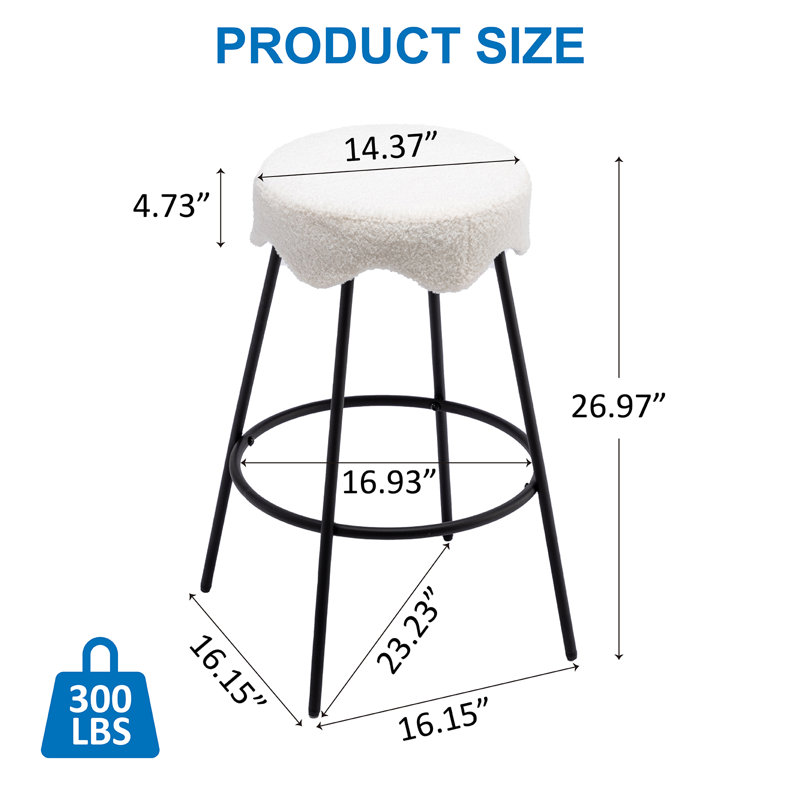 Tabouret de comptoir rembourré 26,97 po Kipten, Blanc