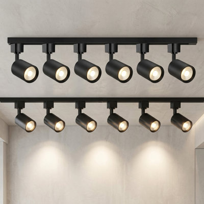 Ensemble de 12 lumières DEL sur rail avec barre en H 13 pi, finition noir mat