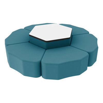 Pro Series Dry-Erase Hexagon Ottoman Table with Petal 12" H Seating, 7-Piece Set - Whiteboard/Black