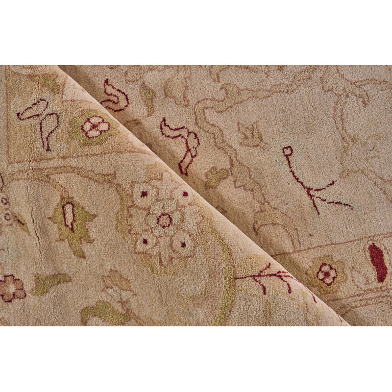 Handmade Red Floral Wool Rectangular Area Rug 12'2" x 14'6"
