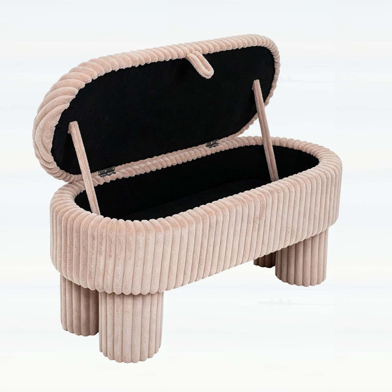 Banc coffre ottoman moderne en velours côtelé avec compartiment caché spacieux, idéal pour le salon, la chambre à coucher et l'entrée.