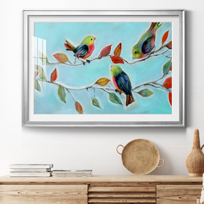 Bitty Birds II - peinture encadrée, H 22,5 po x l 30,5 po x P 1,5 po, Cadre argenté