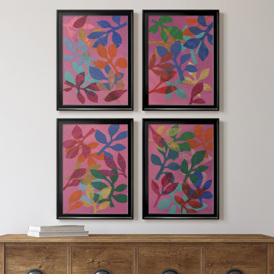 «Vivid Stems I», ensemble de 4 peintures sur toile encadrées