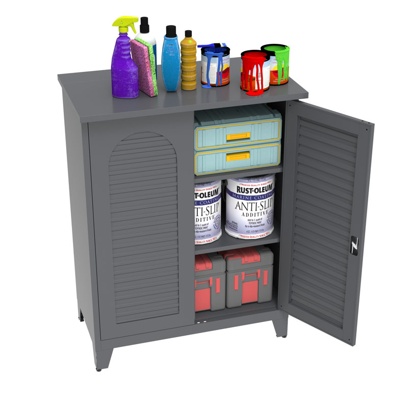 Armoire de rangement en métal avec tablette et pieds robustes