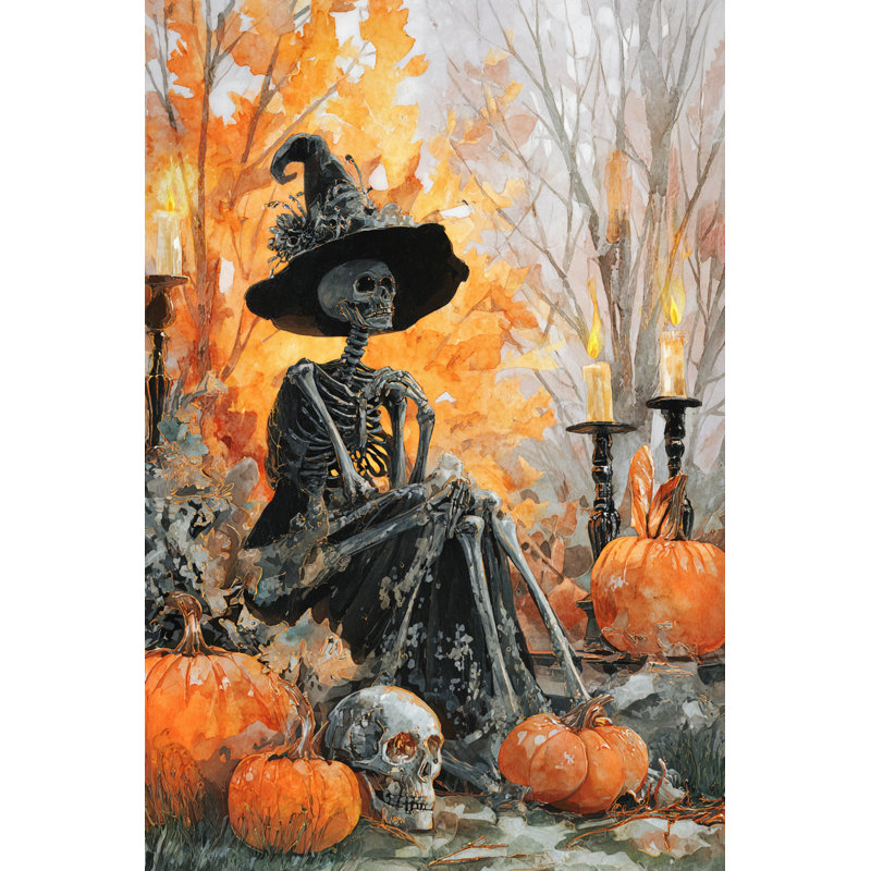 «Skeleton Witch Gathering», art mural sur toile tendue, H 36 po x l 24 po