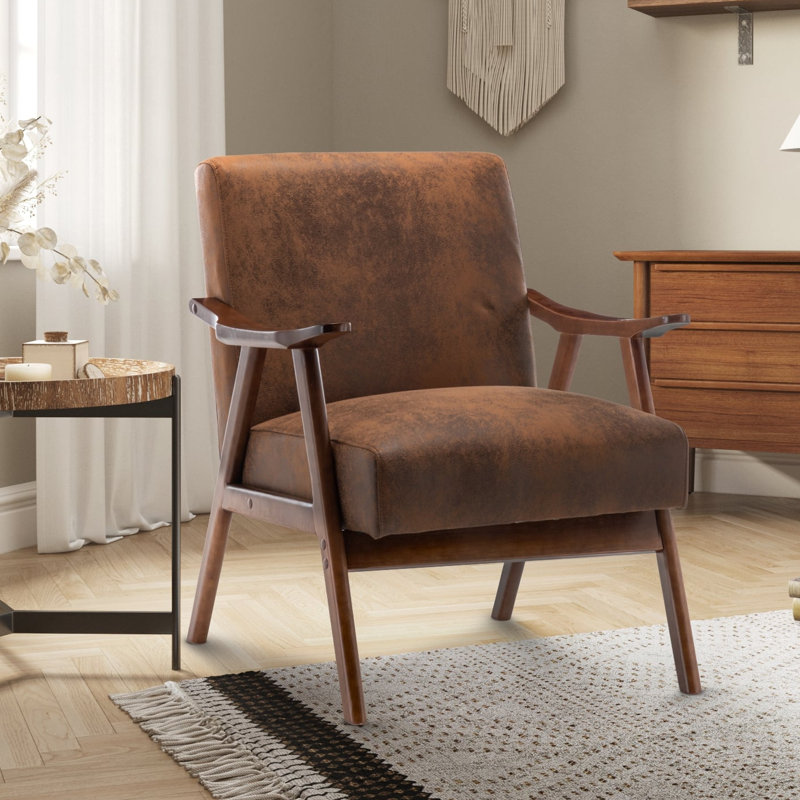Gabar 75Cm Wide Classic Mid-Century Modern Armchair, Beige Linen