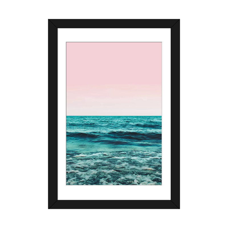 «Ocean», impression sur toile, H 32 po x l 24 po x P 1 po, Papier avec cadre noir, Blanc