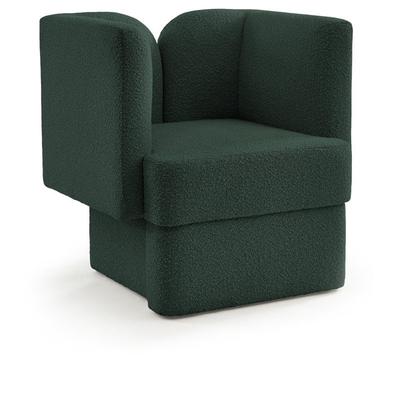 Chaise Hérone, Tissu bouclé vert