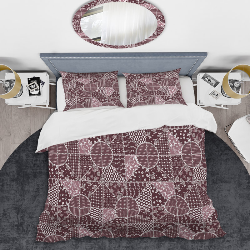 Brown Creative Patchwork Polyester Abstract Duvet Cover, Twin Duvet Cover + 1 Standard Sham