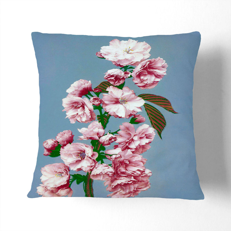 Cherry Blossoms by Ogawa Kazumasa Cushion with Filling, 55cm H x 55cm W x 20cm D, Black