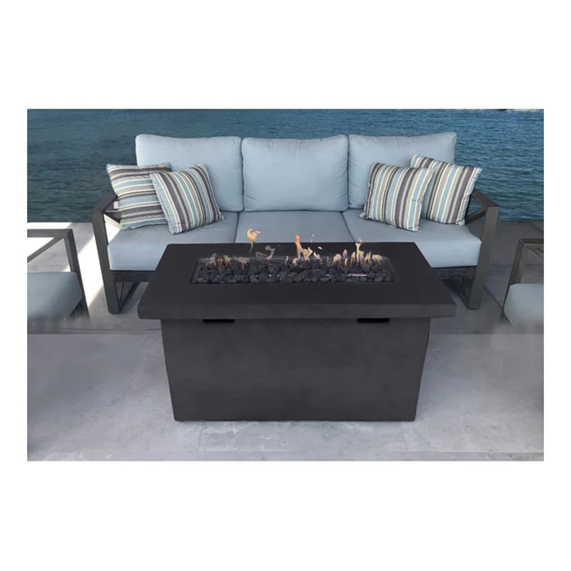 Foyer de table d'extérieur au propane en béton renforcé de fibres H 25 po x l 42 po, Gris anthracite