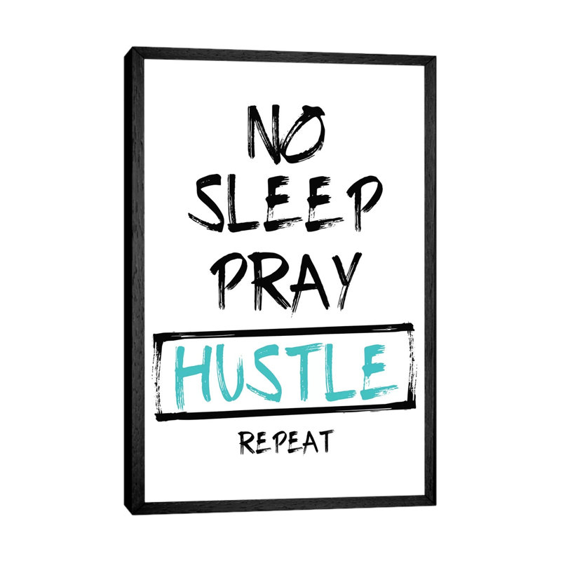 No Sleep Teal by Mlli Villa - Print on Canvas, 152.4cm H x 101.6cm W x 3.81cm D, Black Framed