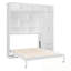 Grand lit escamotable mural avec armoire supérieure, tablettes et garde-robe-777623828