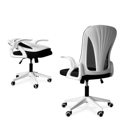 Model S Folding Office Chair| Folding & Adjustable Height For Small Spaces | Swivel Desk Chairs For Home Work Or Gaming | Mesh Computer Chair With Back Support | Black & White Design