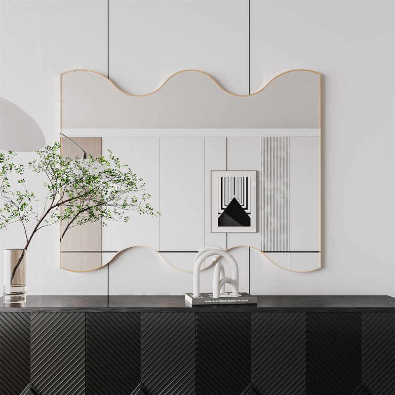 Ahlivia Wavy Wall Mirror, Gold