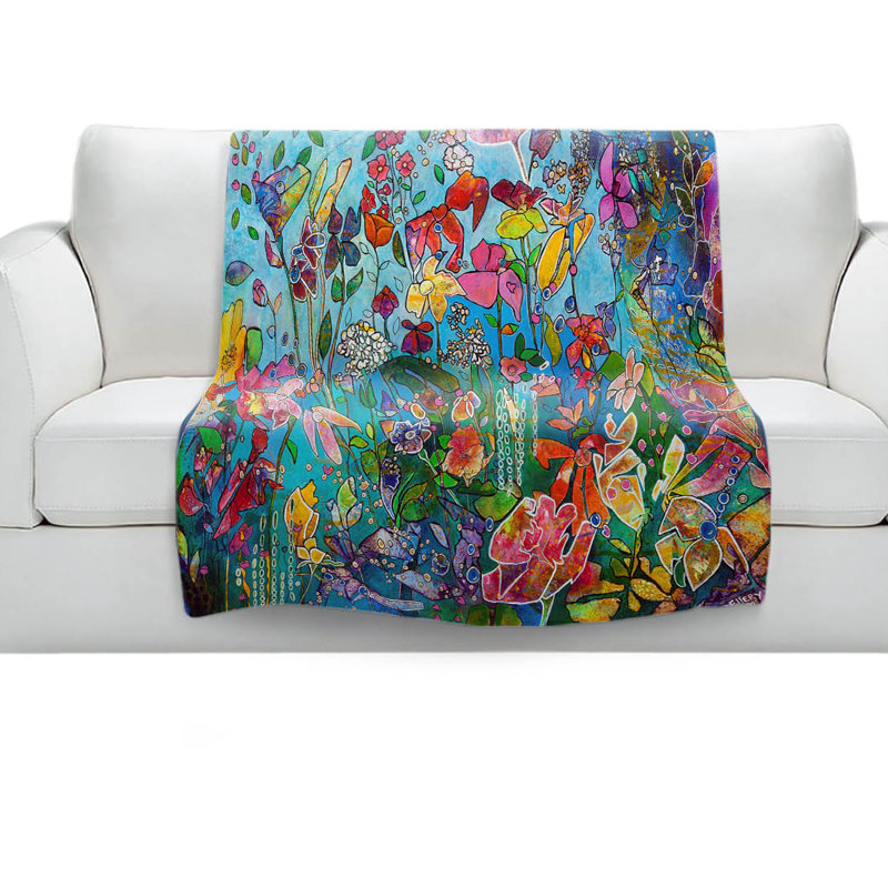 Couverture sherpa doux à plongée dans les fleurs, l 51 po x L 60 po