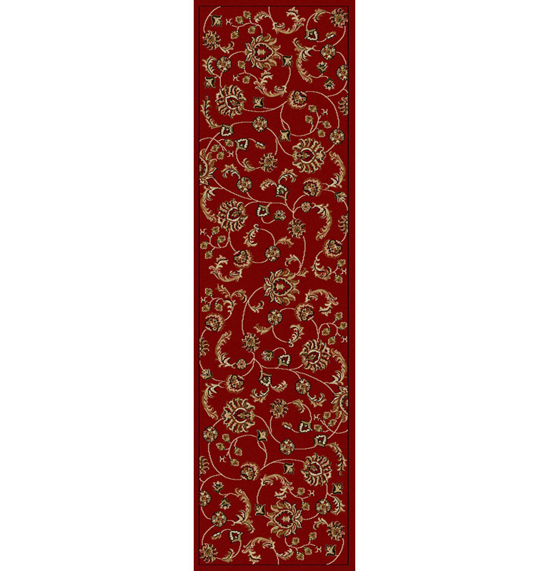 Tapis floral rouge Trevion, Tapis de couloir : 2 pi 2 po x 7 pi 7 po