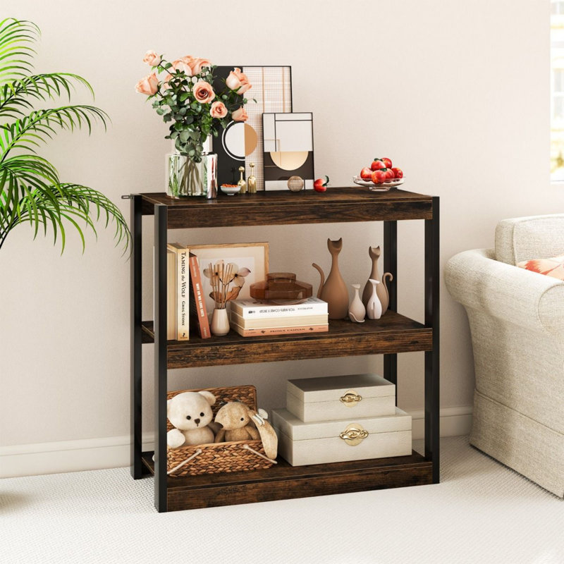 Metal Etagere Bookcase, (3 Shelves) 90cm. H x 90cm. W x 39cm. D