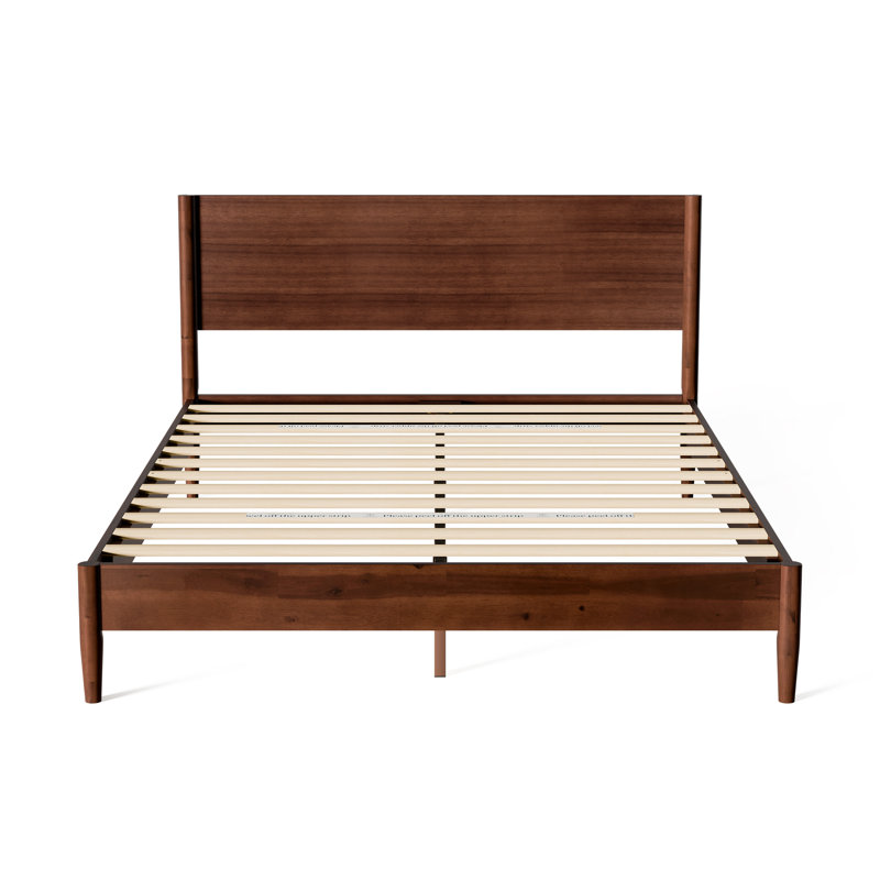Whitman Low Profile Mid-Century Modern Platform Bed, Queen, Brown