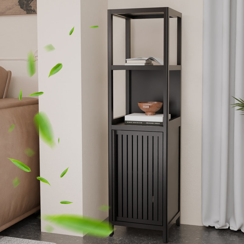 Lizania Bamboo Linen Cabinet, Black
