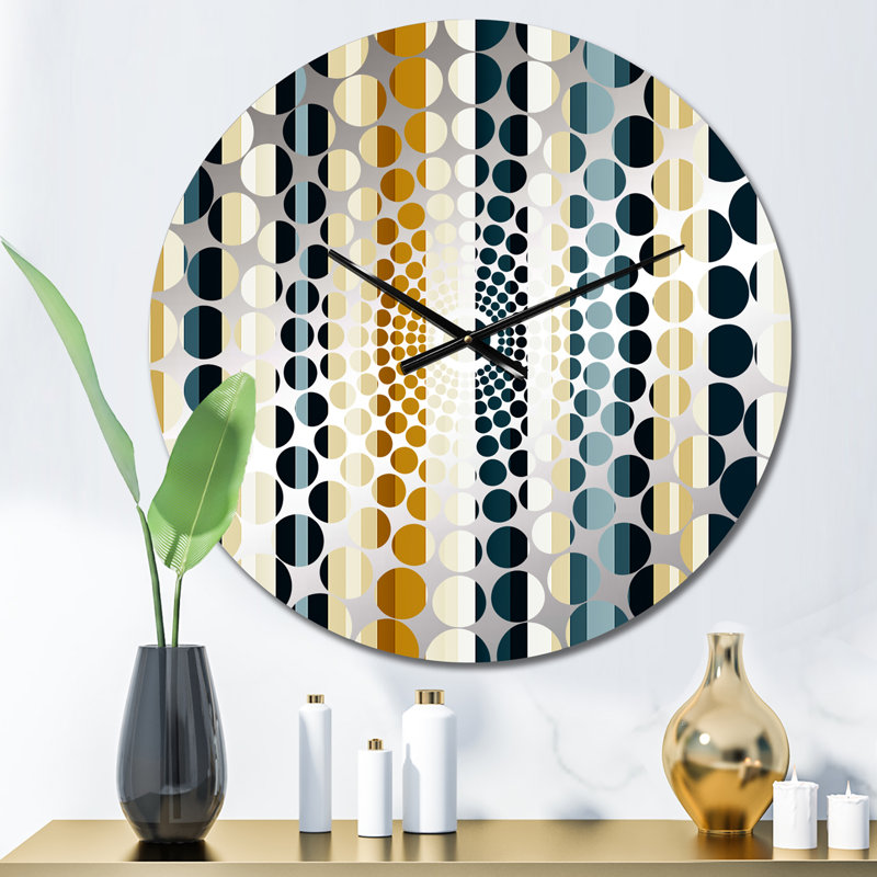 Teal And Brown Classic Pinstripe Pattern - Striped  Wall Clock, Small