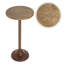Table d'appoint mince en laiton avec plateau texturé doré et base en bois