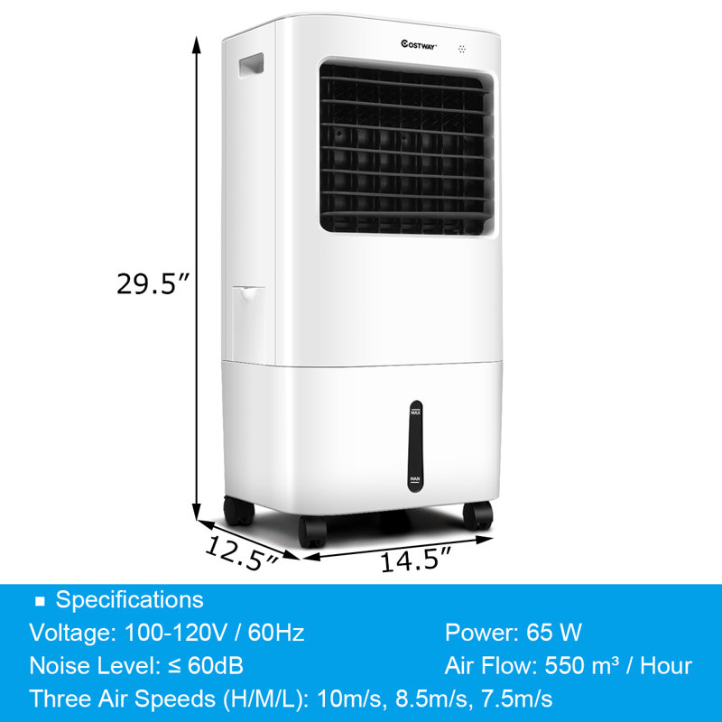 Ventilateur et humidificateur d'air portatif Costway avec télécommande 7,5 min.
