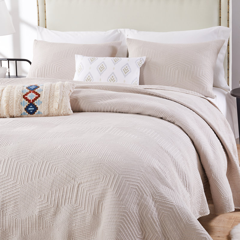 Ensemble de courtepointe Parker moderne, Lin, Courtepointe double / grand et 2 taies décorative