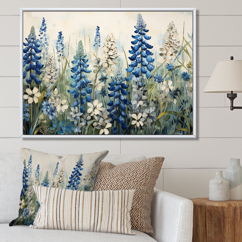 Élégant bonnet bleu et beige Meadow I, Naturel, H 30 po x l 40 po x P 1,5 po