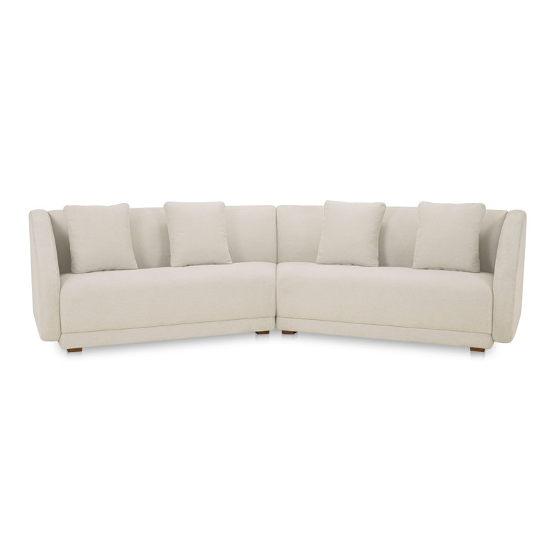 Rae 2 Piece Modular Sofa, White Polyester
