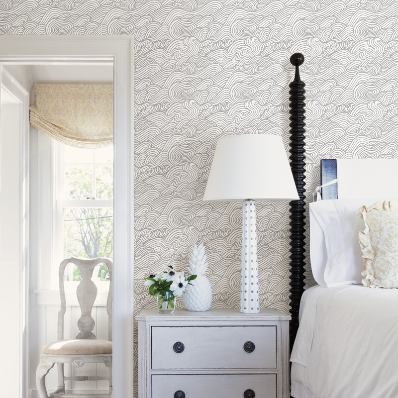 Capella Wave 10m x 52cm Wallpaper Roll, Grey