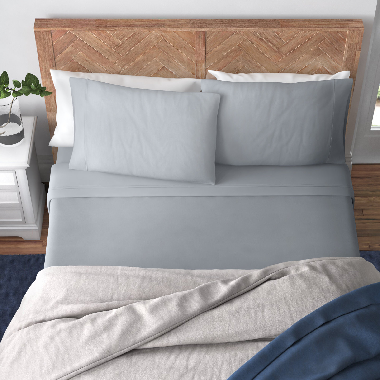 Marigot Cotton Blend Sheet Set, Full Sheet Set with 2 Pillowcases, Slate