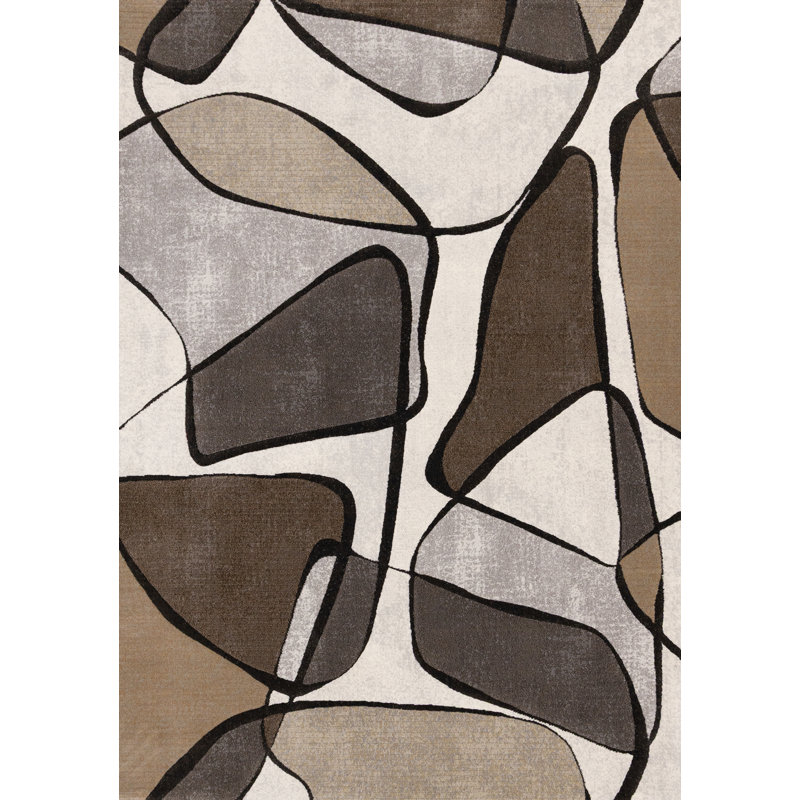 Tapis géométrique brun / ivoire Jadir, Rectangle 5 pi 3 po x 7 pi 7 po