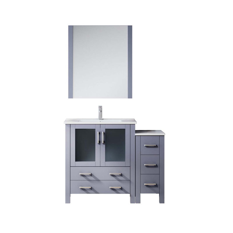 Meuble-lavabo polyvalent avec armoire latérale et accessoires multiples pour une fonctionnalité améliorée, Gris foncé