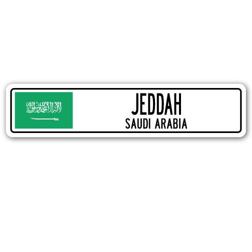 Plaque de rue en aluminium drapeau Jedda, H 6 po x l 24 po x P 1 po