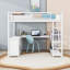 Lit mezzanine en métal avec bureau, garde-robe et tablettes de rangement-726938496-726938497