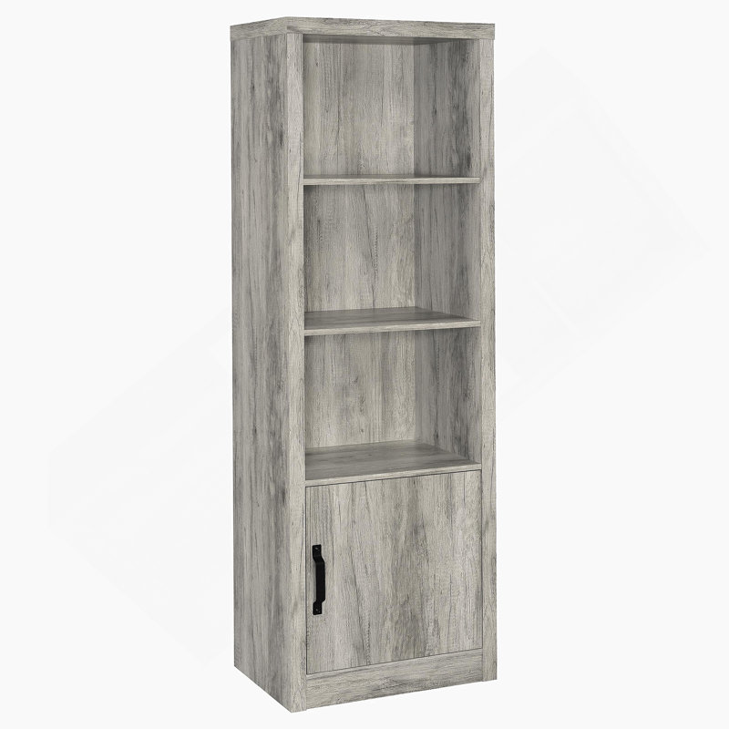 Bookcase With Three Fixed Shelves And One Adjustable Shelf For Living Room, Gray