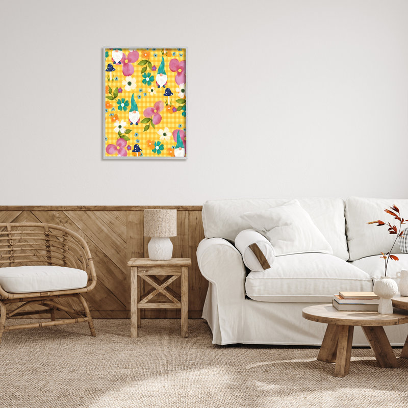 Printemps jaune à motif tartan, H 30 po x l 24 po x P 1,5 po, Estampe numérique Farmhouse