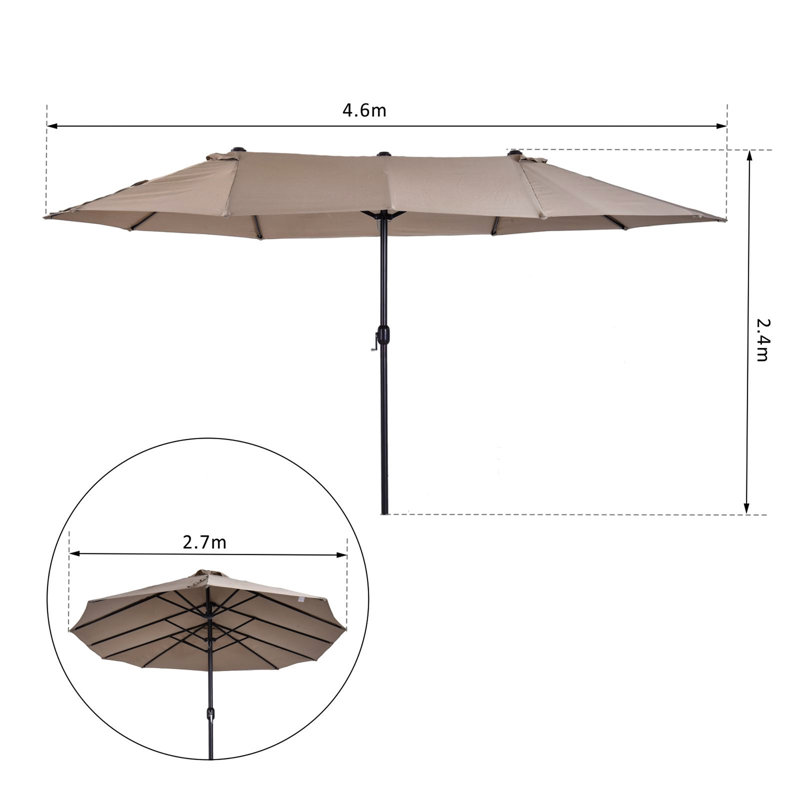 Brenndan 455cm X 265cm Rectangular Market Parasol, Tan