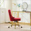 Chaise de bureau moderne rembourrée en velours capitonnée avec base en métal doré, réglable et pivotante pour plus de confort et de style-49096654-49096690