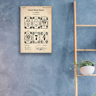 Jeu de cartes à jouer, brevet rétro - impression de dessin sans cadre