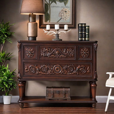 Vintage Four-Drawer Accent Chest with Bottom Shelf