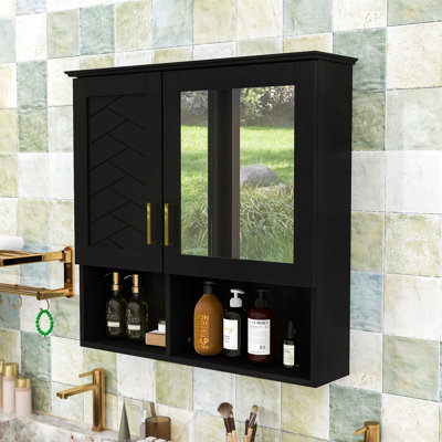 Armoire à pharmacie murale de luxe avec miroir à réflexion haute définition et tablette réglable