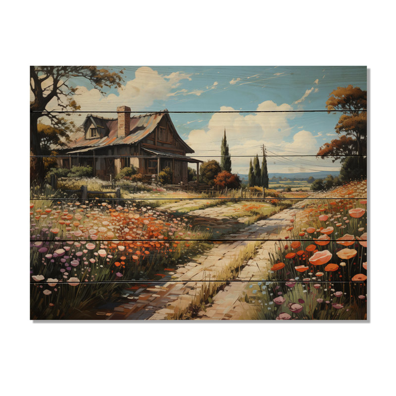 «Countryside Cottage Garden Patchwork I» sur bois, H 10 po x l 20 po x P 0,78 po