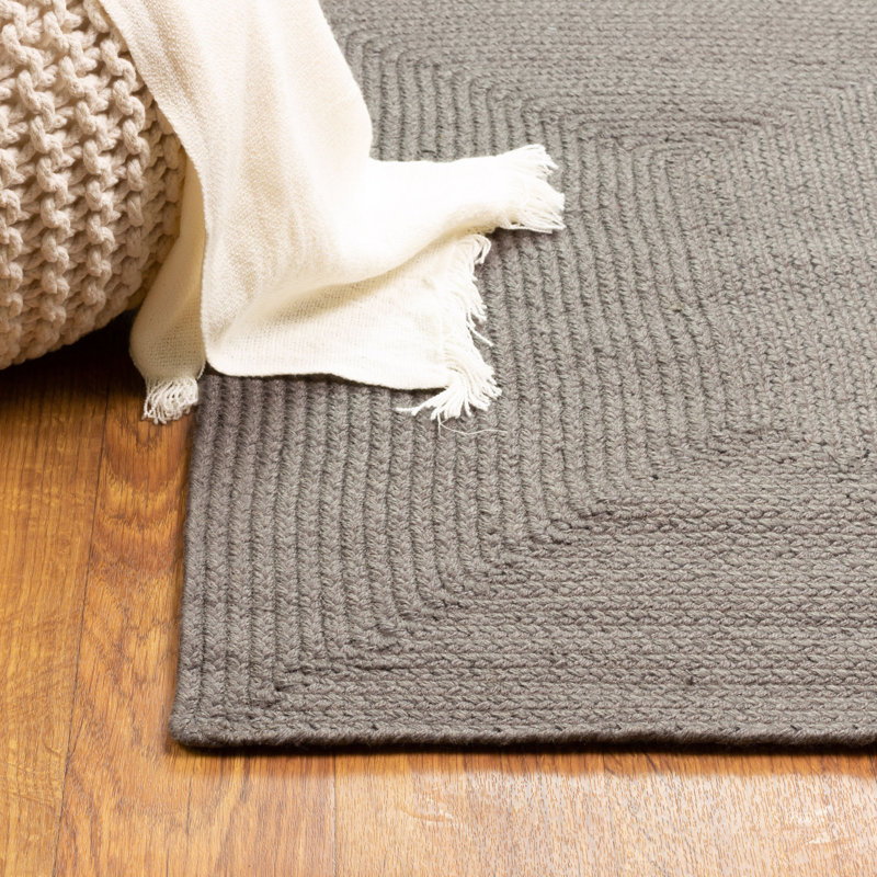 Tapis gris anthracite tressé à la main Jewelyn, Rectangle 4 pi x 6 pi