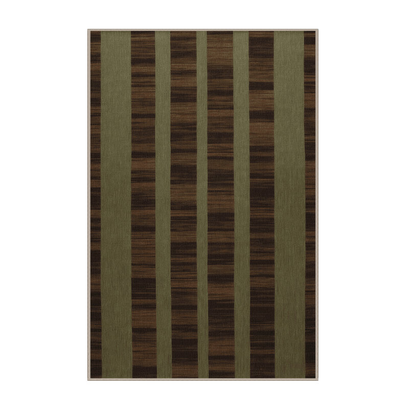 Machine Washable Checkered Brown Area Rug, Rectangle 4' x 6'